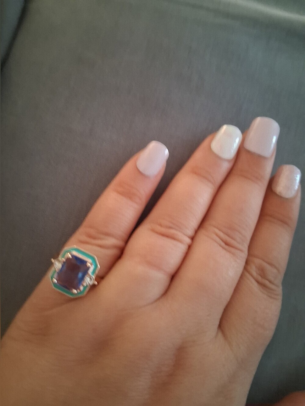 Elegant Blue and Gold Statement Ring